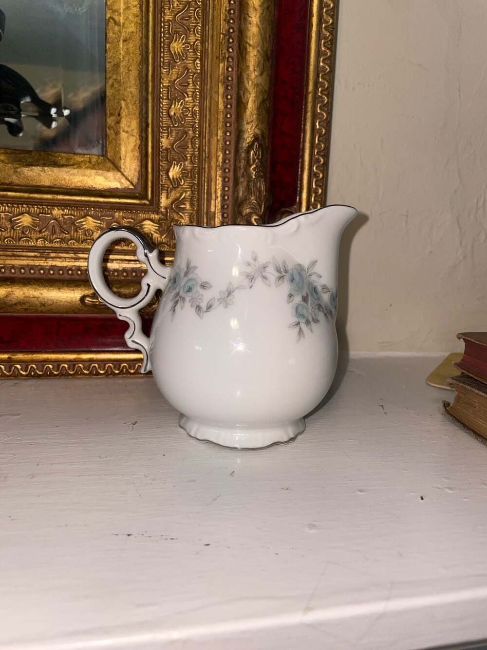 Mikasa Amazon 6289 Fine China Creamer Blue Roses Platinum Trim